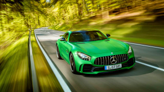 Green car forest road sunny - panfuturism free wallpaper