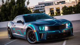 Futuristic blue car urban cyberpunk - a futuristic design free wallpaper