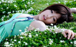 Flower field woman nature blurry - a field of flowers free wallpaper