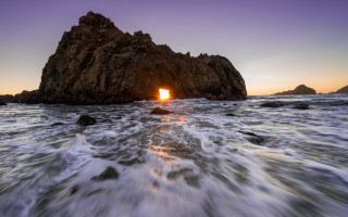 Rock formation light ocean sunset - the end of it free wallpaper