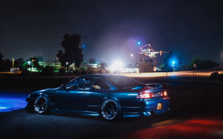 Hologram car night streetlight rimlights - a street light in the background free wallpaper
