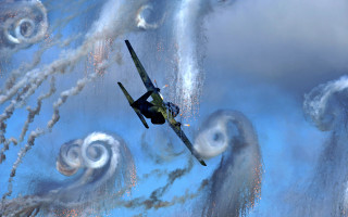 Plane cloudy smoke fullmoon night - back end free wallpaper