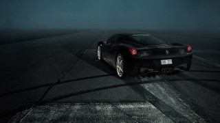 Black sports car foggy night - dark atmosphere free wallpaper
