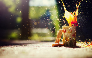 Coffee fire splash bokeh christmas - a fire free wallpaper