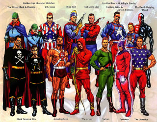 Superheroes group americanflag retro 1980s - a caption free wallpaper