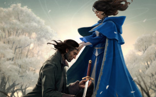 Man woman blue dress sword - a sword and a sword free wallpaper