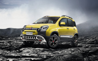 Yellow car rocky mountains clouds - panfuturism free wallpaper