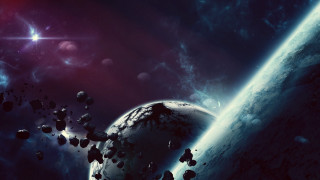 Space foreground constellation earth moon - a distant star in the background free wallpaper