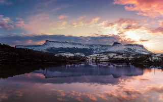 Mountain lake sunset clouds horizon 2 - cloud above free wallpaper