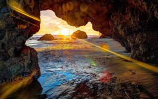 Beach rock formation sunset lens 2 - the rock free wallpaper