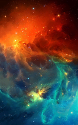 Colorful space stars orange blue - orange free wallpaper