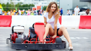 Woman sitting cart engine asian - small free wallpaper