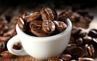 White cup coffee beans wooden 2 - coffee bean free wallpaper