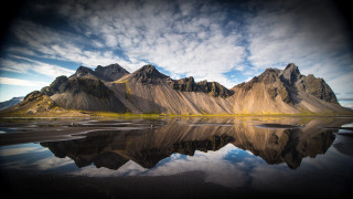 Mountain lake cloudy sky reflections 2 - a lake in the foreground free wallpaper