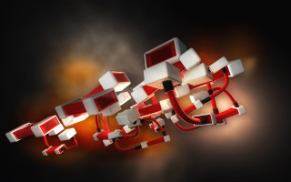 Red white object black background 4 - modular free wallpaper