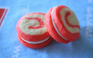 Red white cookies blue cloth - a blue cloth free wallpaper