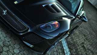 Black sports car hood up 6 - the side of the road free wallpaper