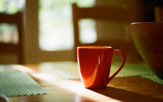 Red coffee cup still life - color film photography free wallpaper
