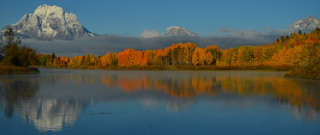 Mountain lake autumn forest sunset 4 - the distance free wallpaper for desktop