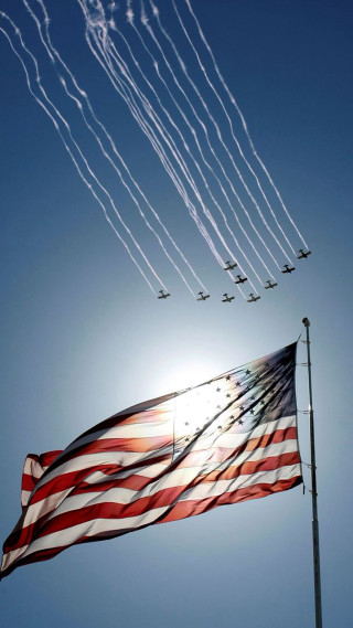 Flag jets flying sky pole - winning free wallpaper