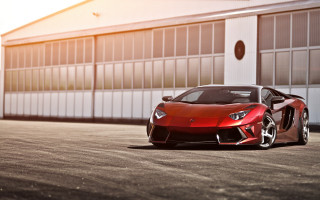 Red sports car building large 3 - the side of its free wallpaper