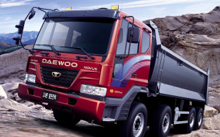 Red dump truck mountain road - ding guanpeng free wallpaper