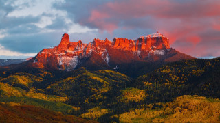 Mountain range red sky clouds 4 - incoherent free wallpaper