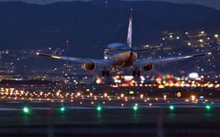 Jetliner night cityscape lights starry - a large jetliner free wallpaper for desktop