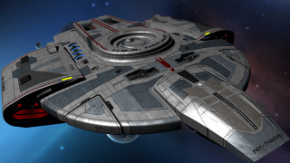 Futuristic space ship flying sky - 3 d model free wallpaper