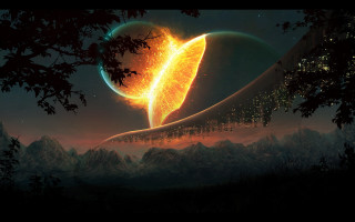 Planet spiral ring space matte 2 - image of a planet free wallpaper