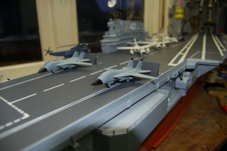 Military aircraft carrier model table - tilt shift free wallpaper