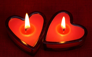 Heart candles red background romantic - top of a table next free wallpaper