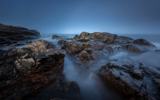 Rocky beach moonlit landscape night - rocky free wallpaper