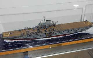 Battleship model display case table - wooden free wallpaper