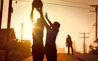 Basketball street sunset silhouette utility - daniel lieske free wallpaper