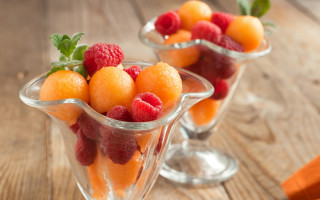 Couple glass vases fruit table - fruit free wallpaper