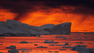 Iceberg lake red sky mountain - a few iceberg free wallpaper