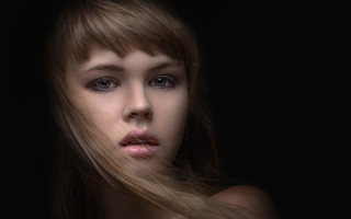 Long hair portrait black background - this image free wallpaper