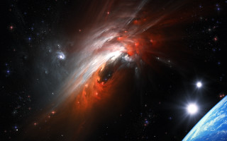 Large star blue planet red - a blue planet in the background free wallpaper
