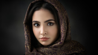 Woman scarf black brown gold - qajar art free wallpaper