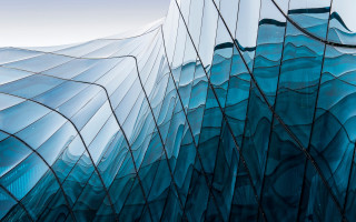 Glass facade clock geometric abstract - side and a clock free wallpaper