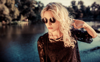 Woman sunglasses lake bokeh fashion - barbizon school free wallpaper