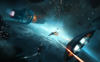 Space station futuristic planet ocean - star citizen halo free wallpaper