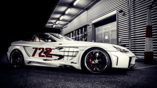 White sports car parking lot - a number free wallpaper