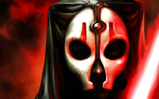 Masked warrior sword red background - a painting of a person free wallpaper