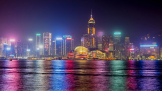 City lights reflection night skyline - cui bai free wallpaper