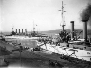 Large ship docked harbor smoke - a harbor free wallpaper