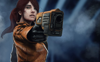 Eve rider aiming gun blood - a woman holding free wallpaper