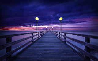 Pier light post lamp moon - the end of it free wallpaper