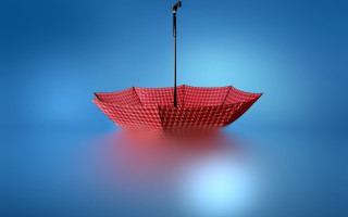 Red umbrella blue surface black - photorealistic imagery free wallpaper